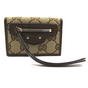 Balenciaga Gucci Hacker Project Trifold Wallet GG Canvas Brown